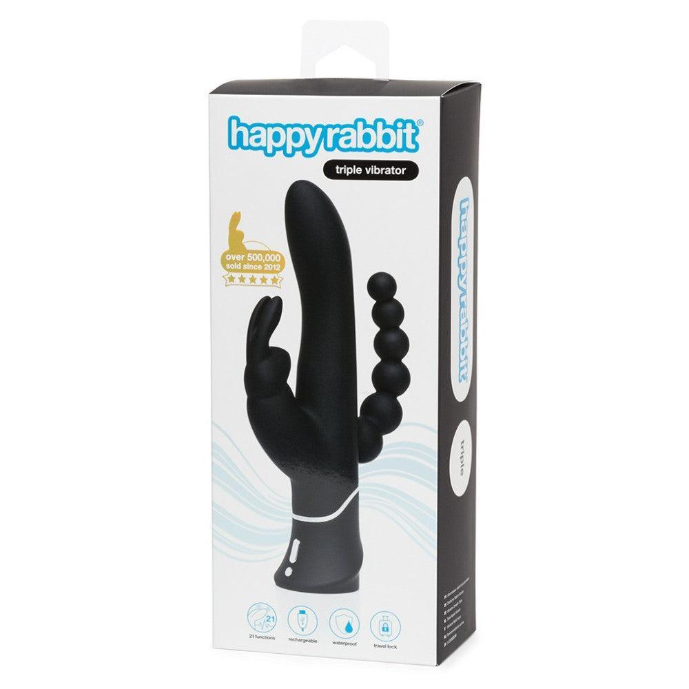 Happy Rabbit Rechargeable Silicone Triple Rabbit Vibrator Black