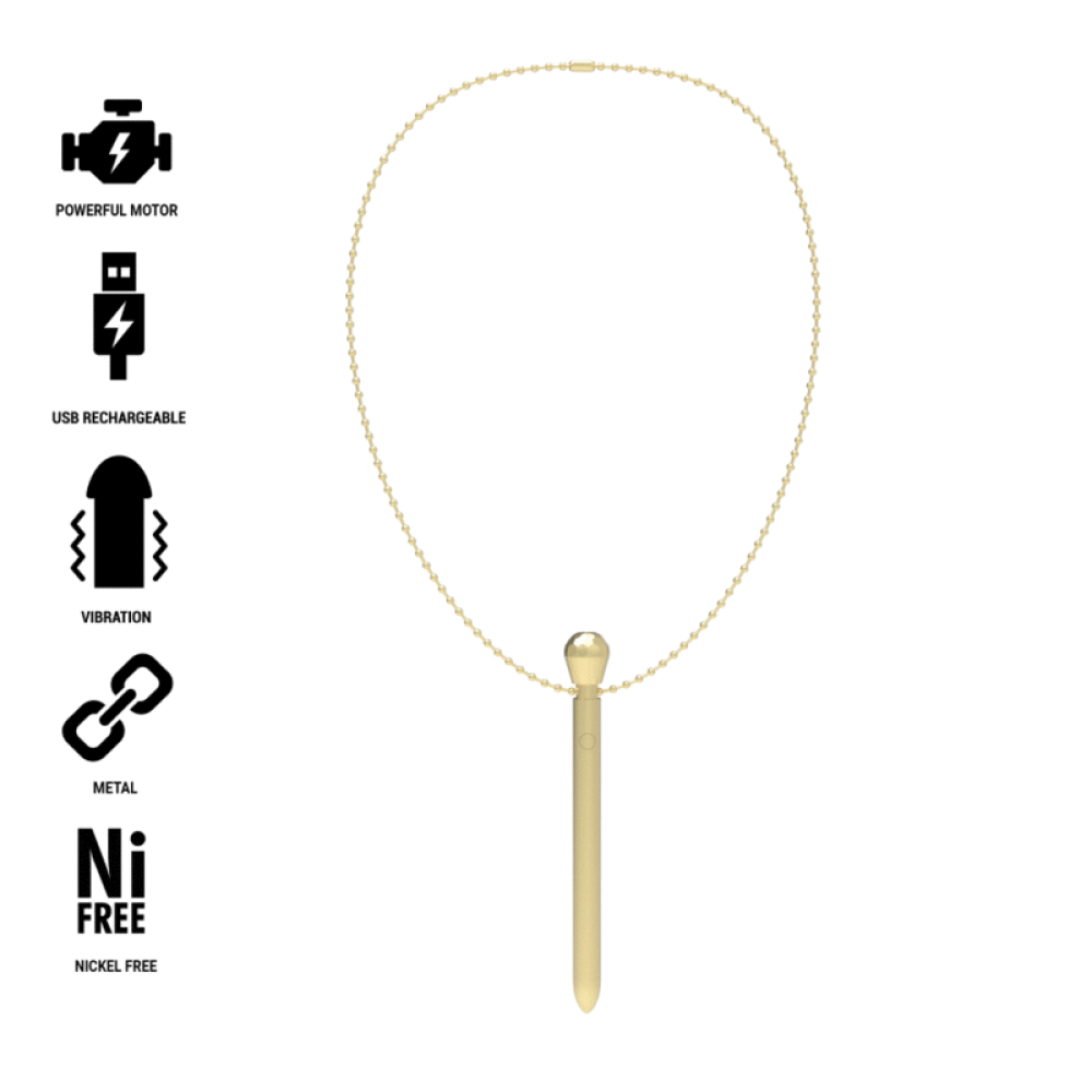 Ibiza Rechargeable Metal Clit Pocket Stimulator Jewellery with Gold Chain