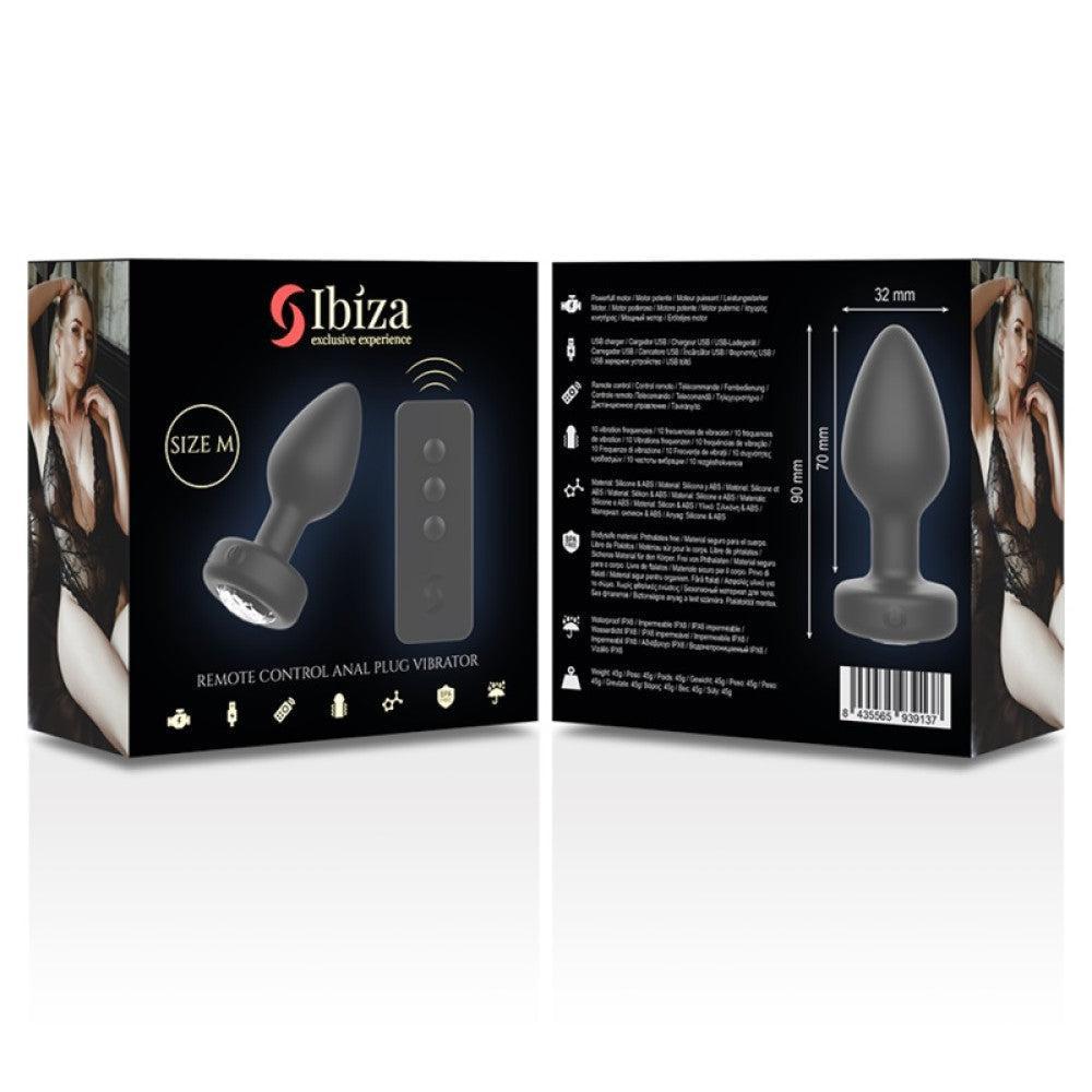 Ibiza Vibrating Jewel Butt Plug with Remote Size M