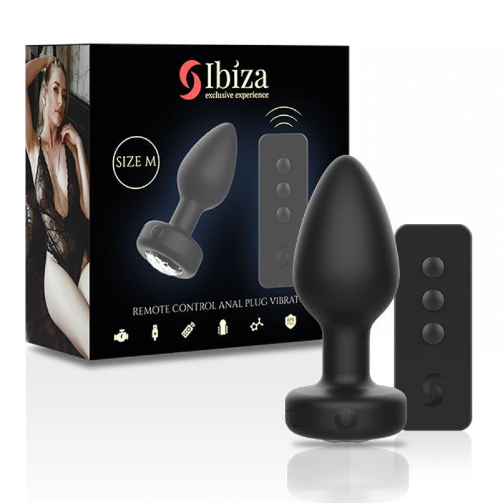 Ibiza Vibrating Jewel Butt Plug with Remote Size M