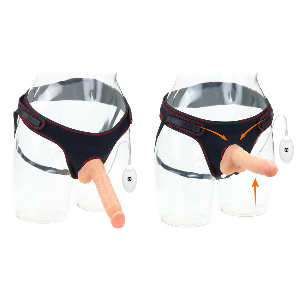 Ingen 7.5" Adjustable Strap-On Vibrating Realistic Testicle Dildo