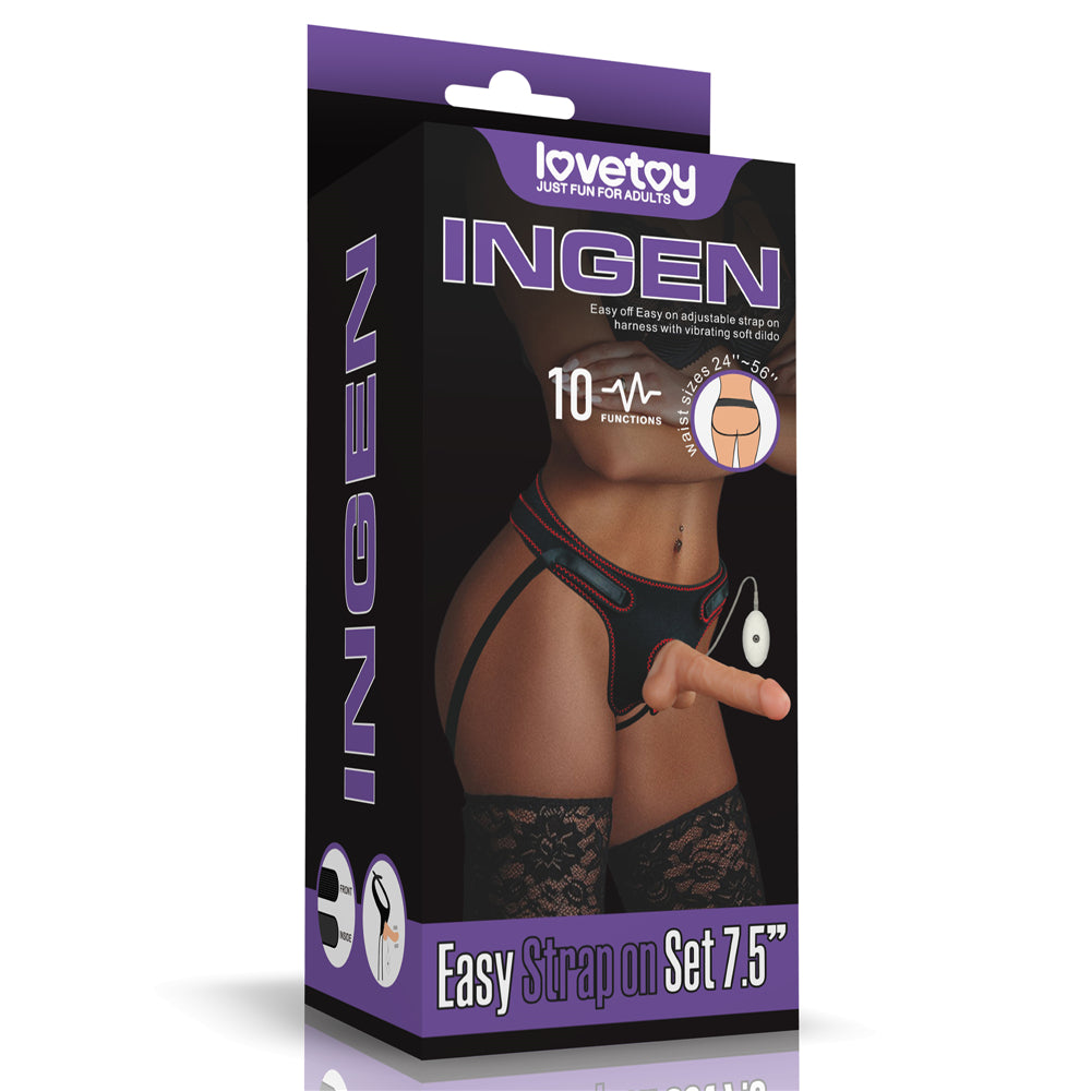 Ingen 7.5" Adjustable Strap-On Vibrating Realistic Testicle Dildo
