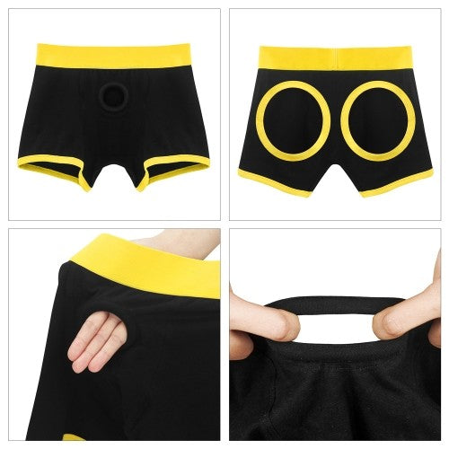Ingen Black Buttock Cut Out Unisex Strap-On Boxer Briefs XS/S