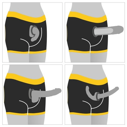 Ingen Black Buttock Cut Out Unisex Strap-On Boxer Briefs XS/S