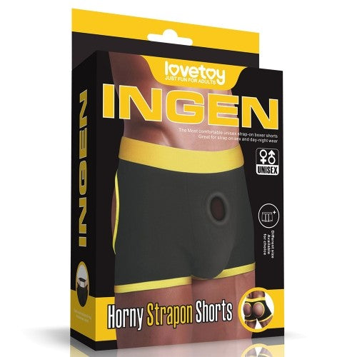 Ingen Black Buttock Cut Out Unisex Strap-On Boxer Briefs XS/S