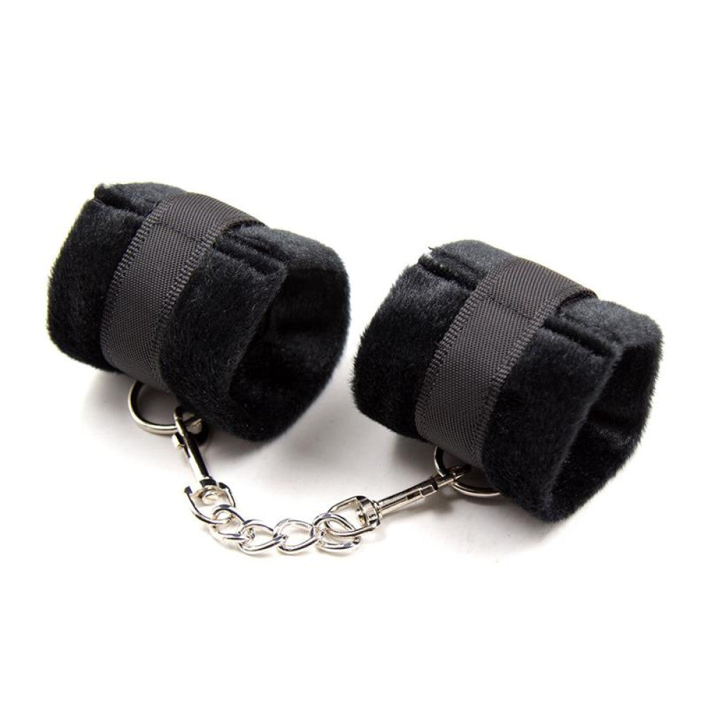 Intoyou Fetish Black Fur Handcuffs