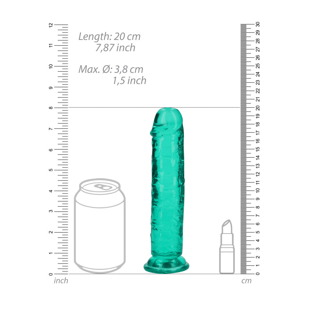 Jelly Dildo Real Rock Crystal Clear 7" Turquoise