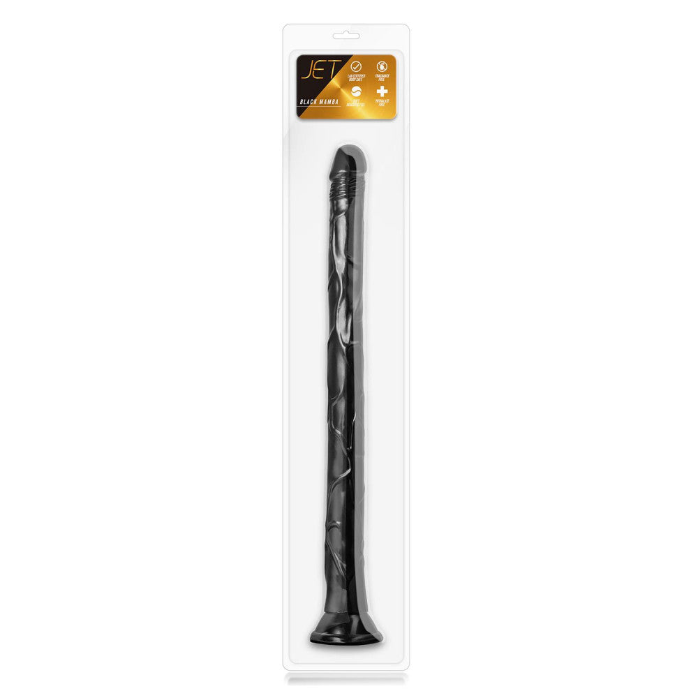 Jet Black Mamba Long Realistic Dildo with Vacuum Base Black
