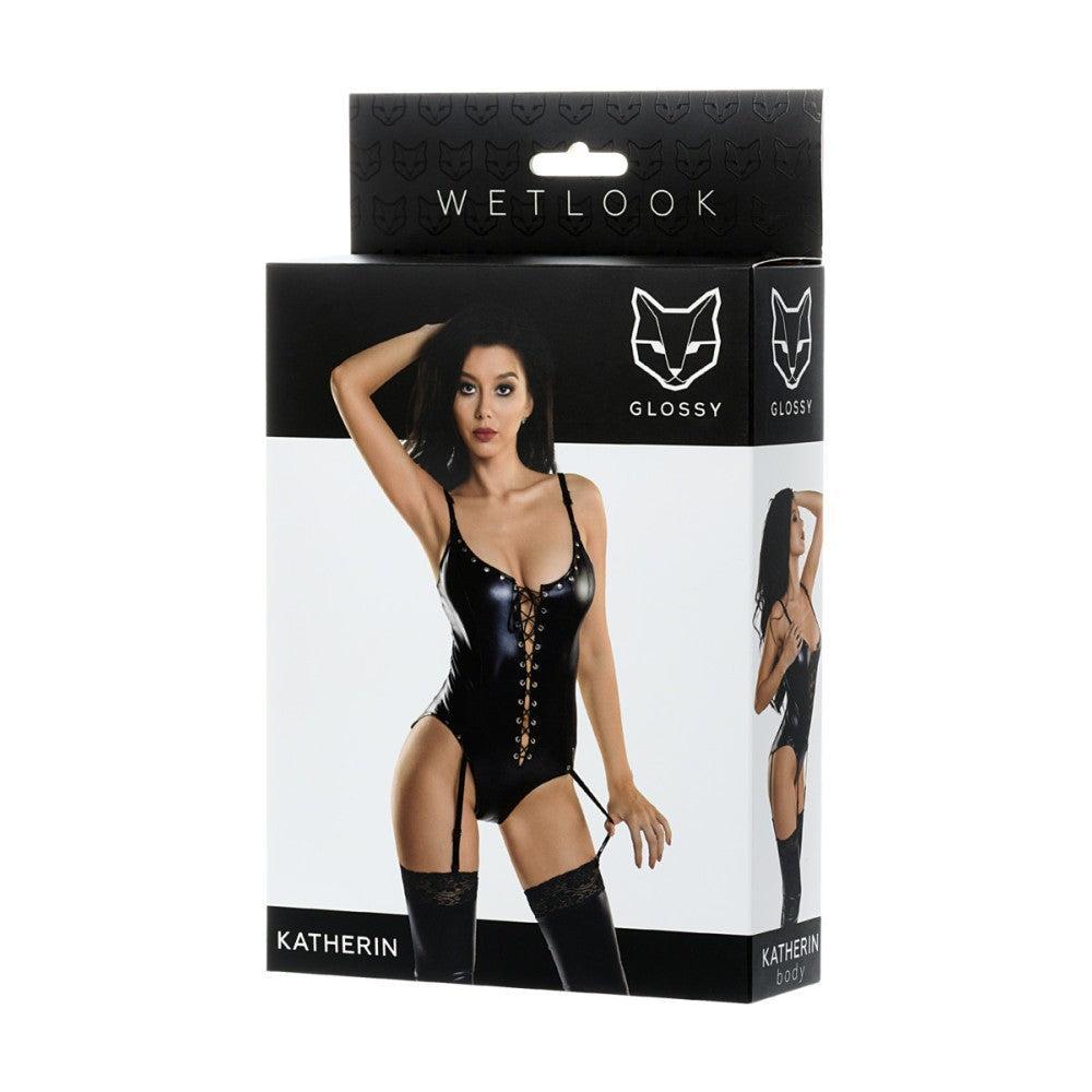 Katherin Challenging Wetlook Bodysuit Black