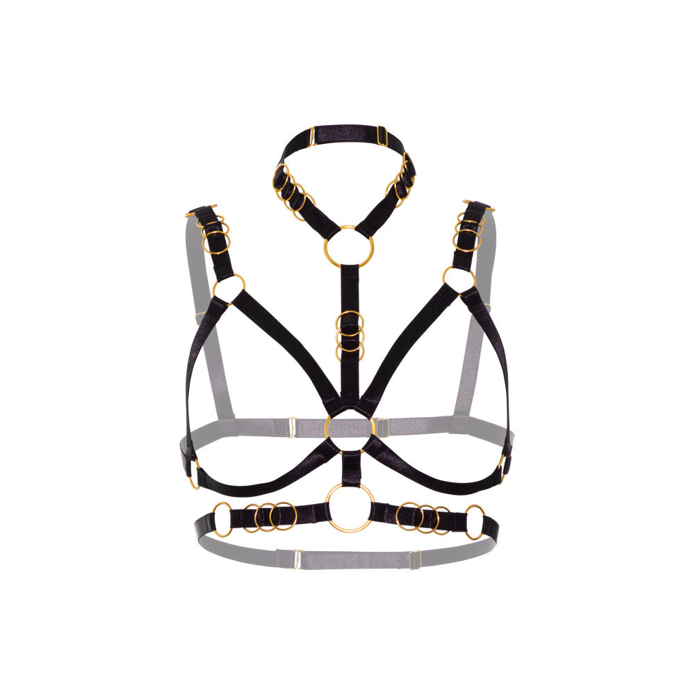 Kinky Diva Open Cup Bra Deluxe Choker Harness