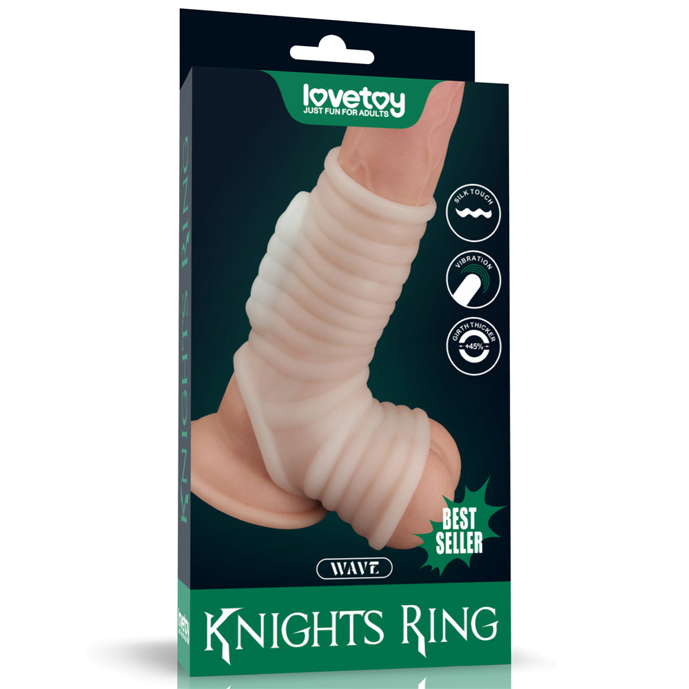 Knights Ring Wave Vibrating Penis Enlarger with Testicle Clip
