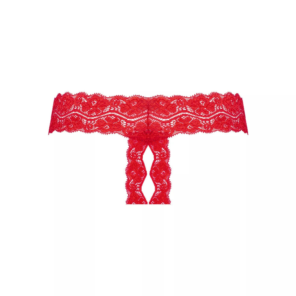 Kyra Crotchless Erotic Lace Thong Red