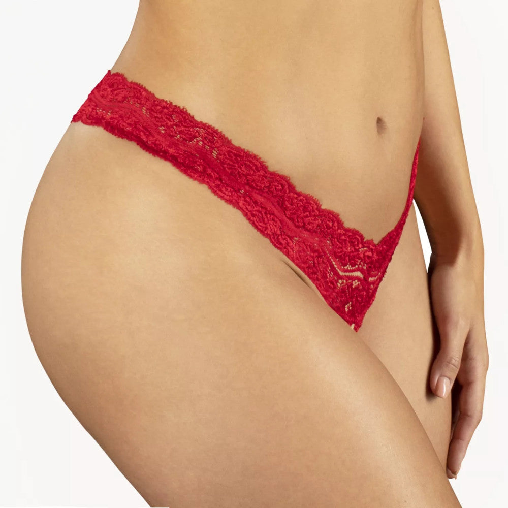 Kyra Crotchless Erotic Lace Thong Red
