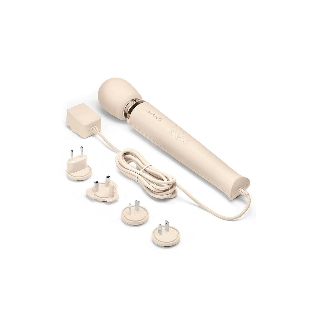 Large Powerful Le Wand Massager with Adapters Cream Colour