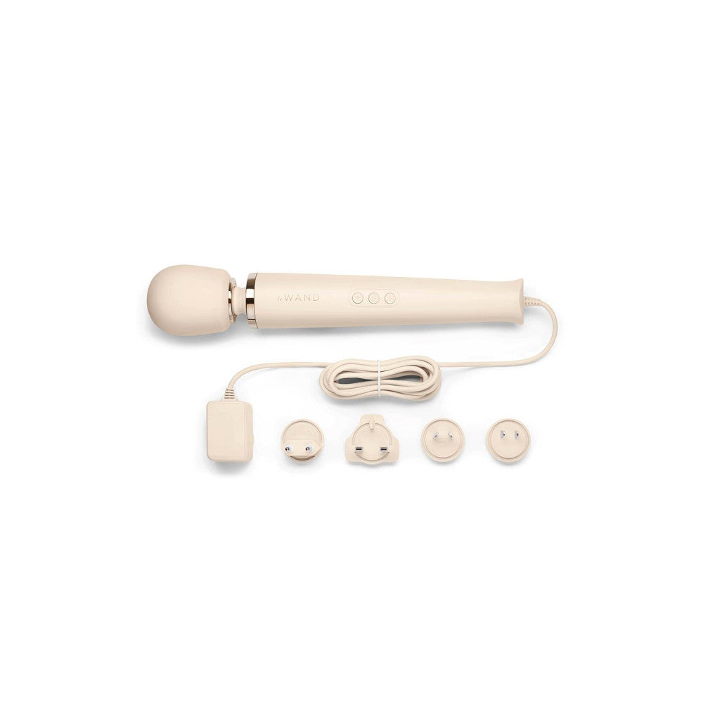 Large Powerful Le Wand Massager with Adapters Cream Colour