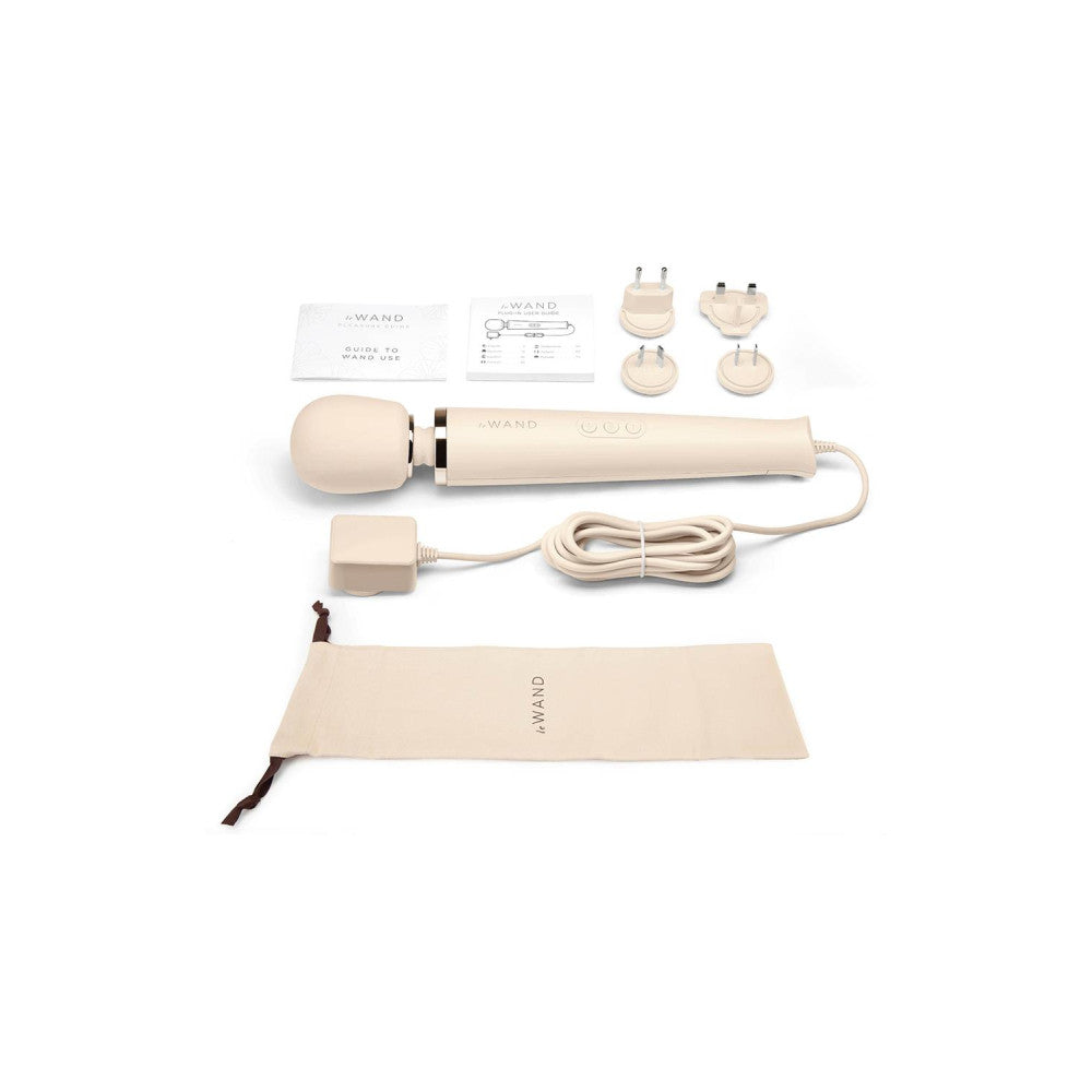 Large Powerful Le Wand Massager with Adapters Cream Colour