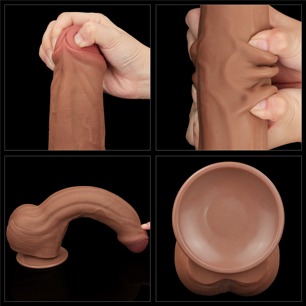Large Realistic Dildo with Vacuum Attachment Sliding Skin Dong 11.5"
