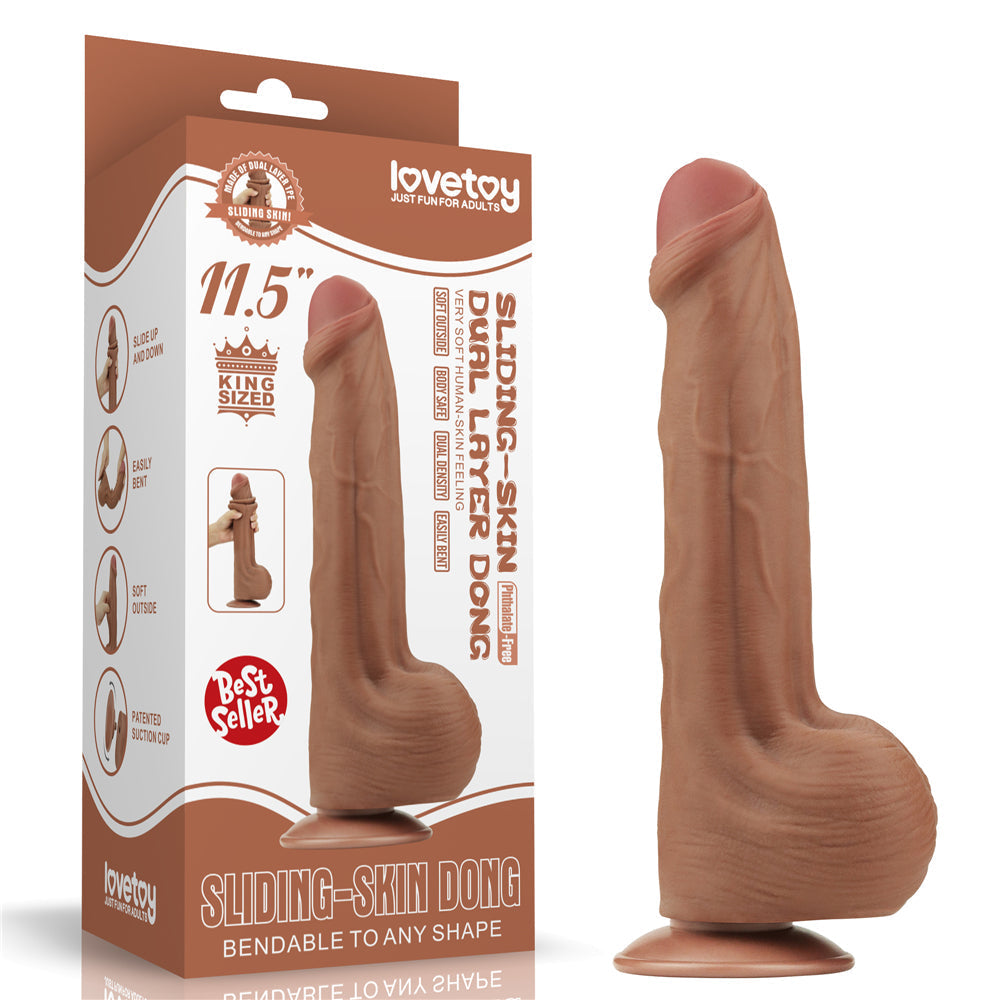 Large Realistic Dildo with Vacuum Attachment Sliding Skin Dong 11.5"