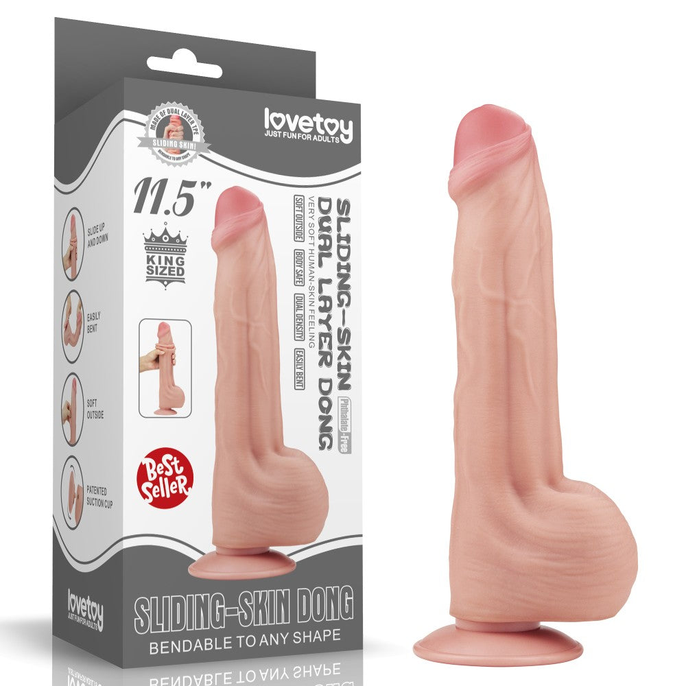 Large Realistic Double Layer Sliding-Skin Dong 11.5" Dildo