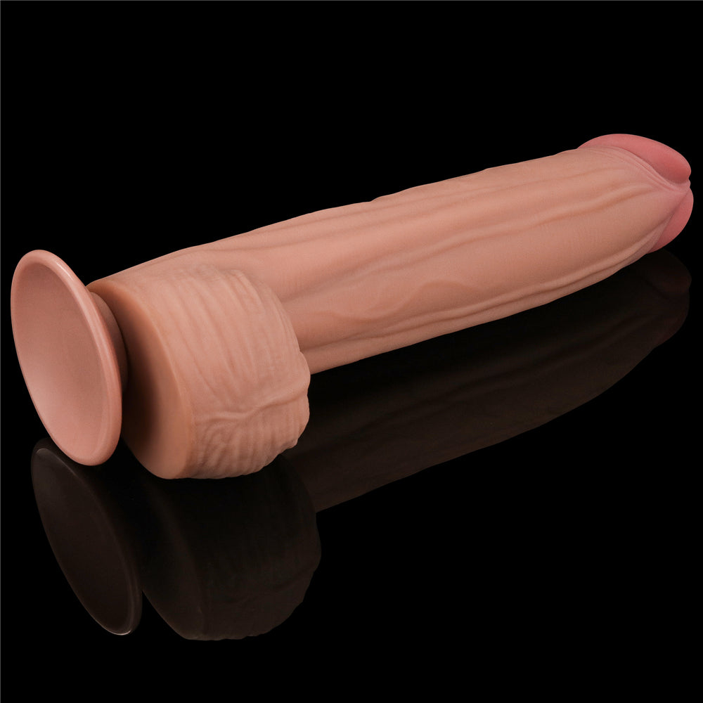 Large Realistic Double Layer Sliding-Skin Dong 12" Dildo