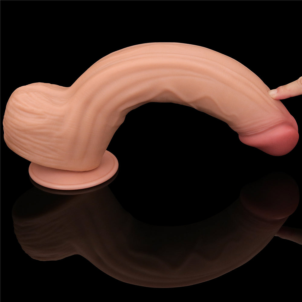 Large Realistic Double Layer Sliding-Skin Dong 12" Dildo