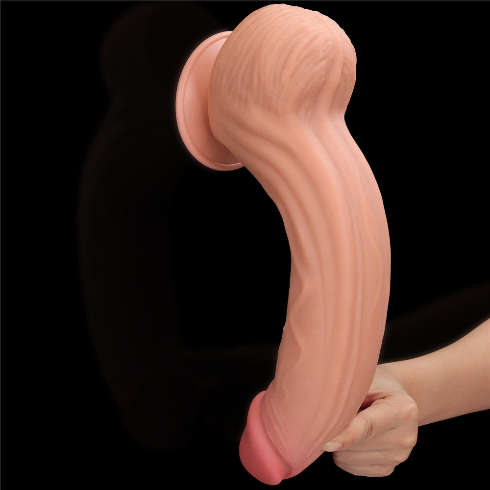 Large Realistic Double Layer Sliding-Skin Dong 12" Dildo