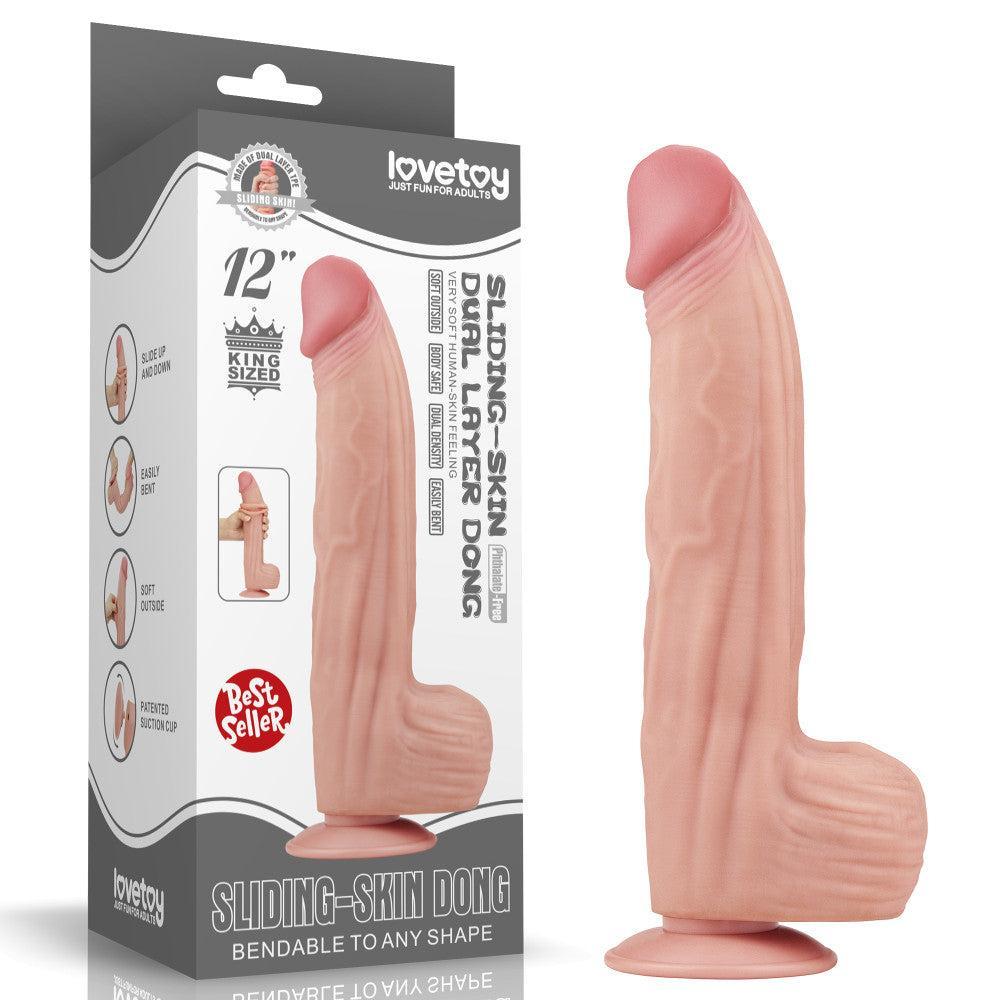 Realistic Dual Layer Sliding Skin Dildo 12"