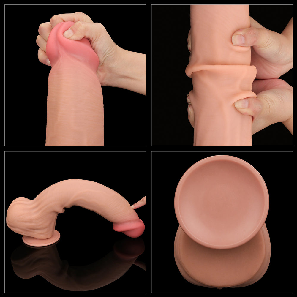 Large Realistic Double Layer Sliding-Skin Dong 14"