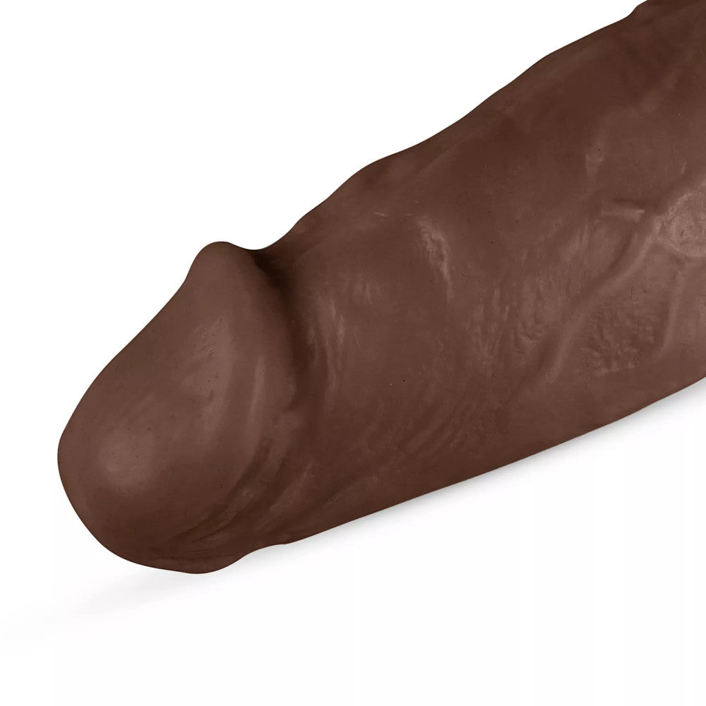 Travis Large Dildo with Vacuum Base & Testicles Brown