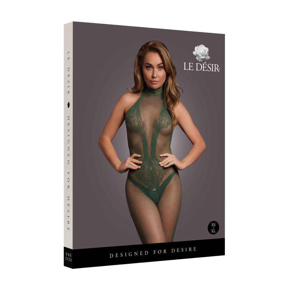 Le Desir Crotchless Mesh Bodysuit Green