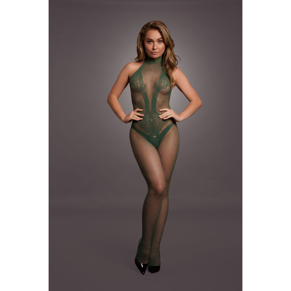 Le Desir Crotchless Mesh Bodysuit Green