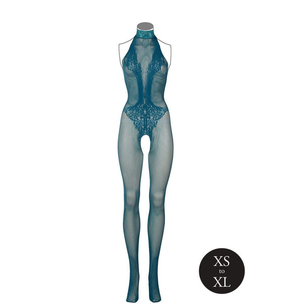Le Desir Crotchless One Piece Mesh Bodysuit Blue