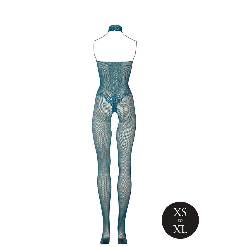 Le Desir Crotchless One Piece Mesh Bodysuit Blue