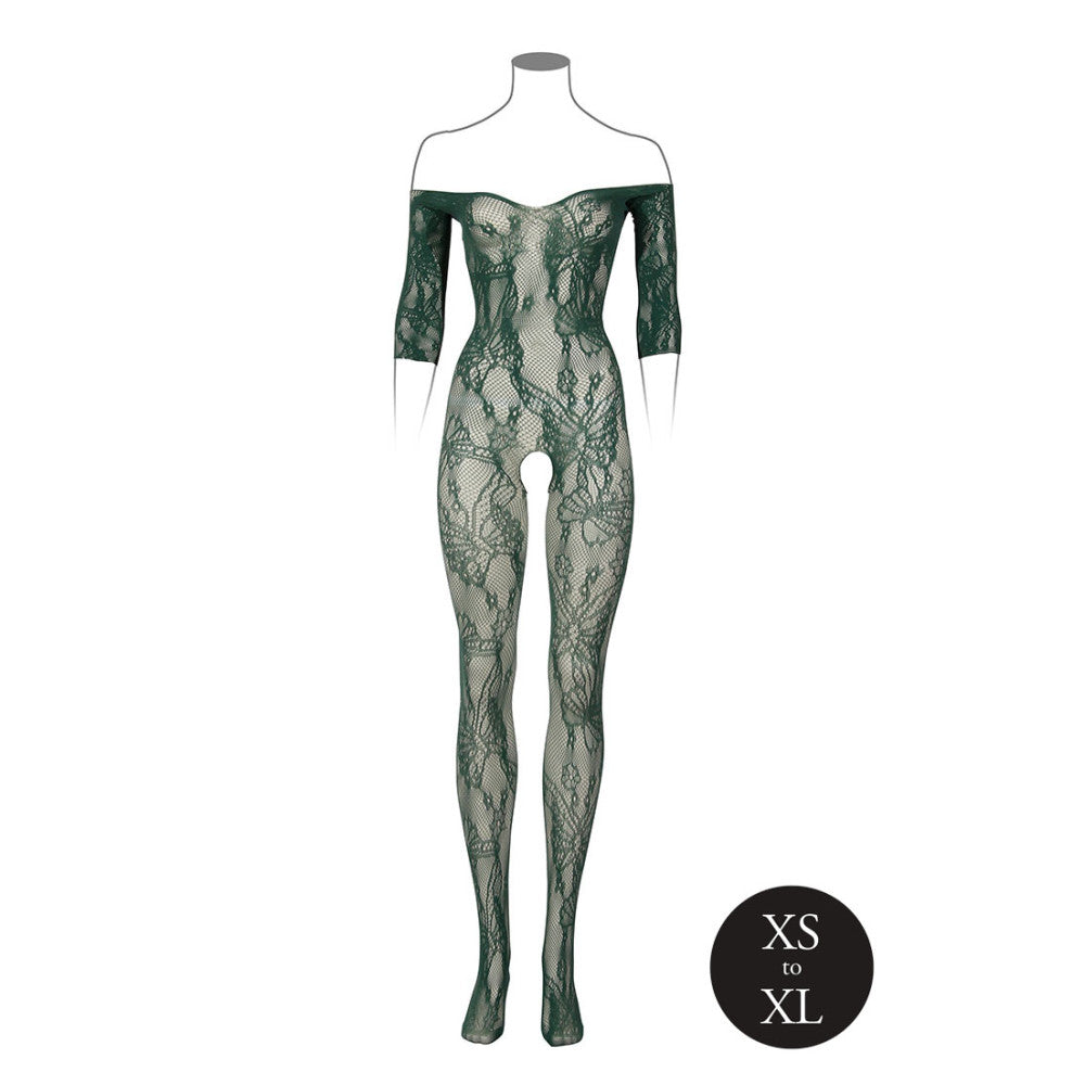 Le Desir Crotchless One Piece Mesh Bodysuit Green