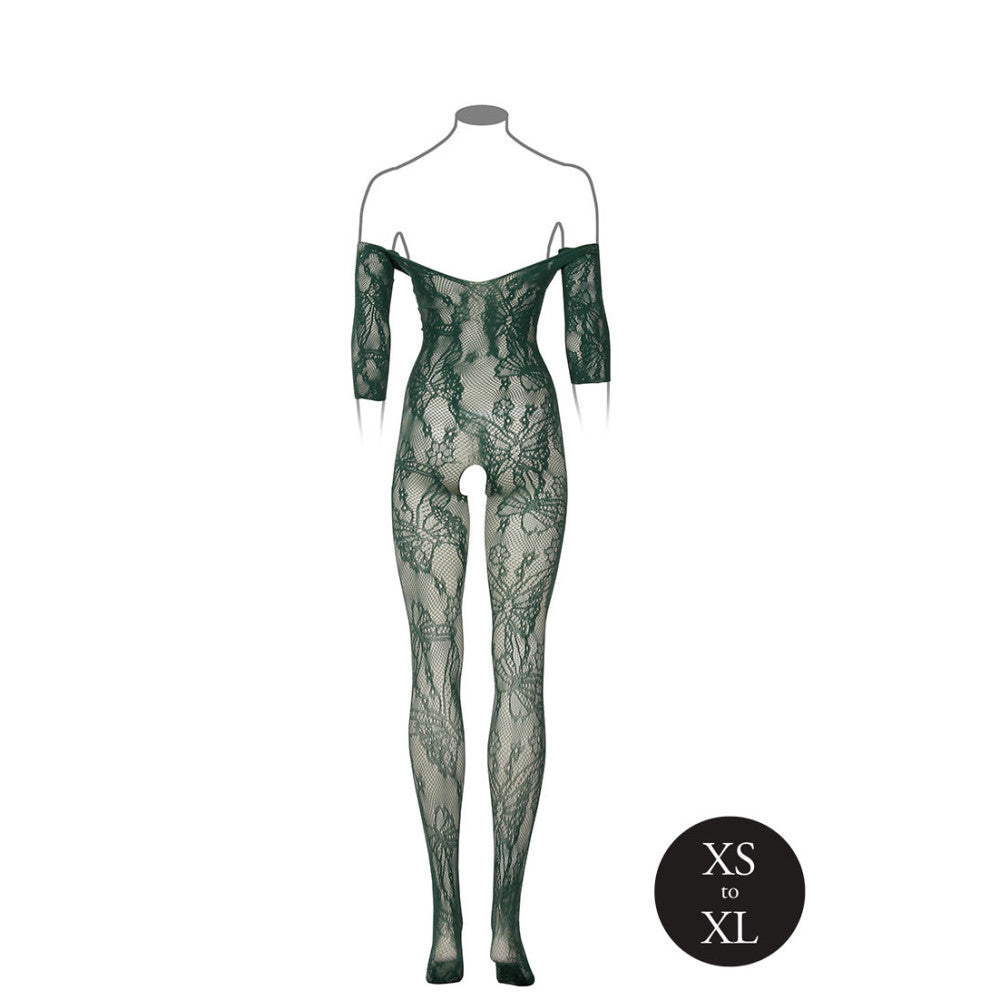 Le Desir Crotchless One Piece Mesh Bodysuit Green