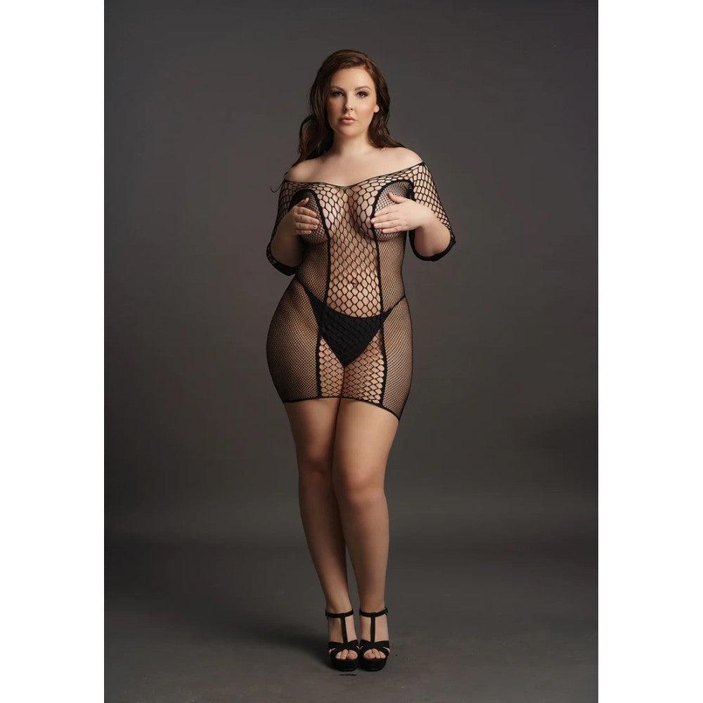 Le Desir Short Sleeved Fishnet Mini Dress