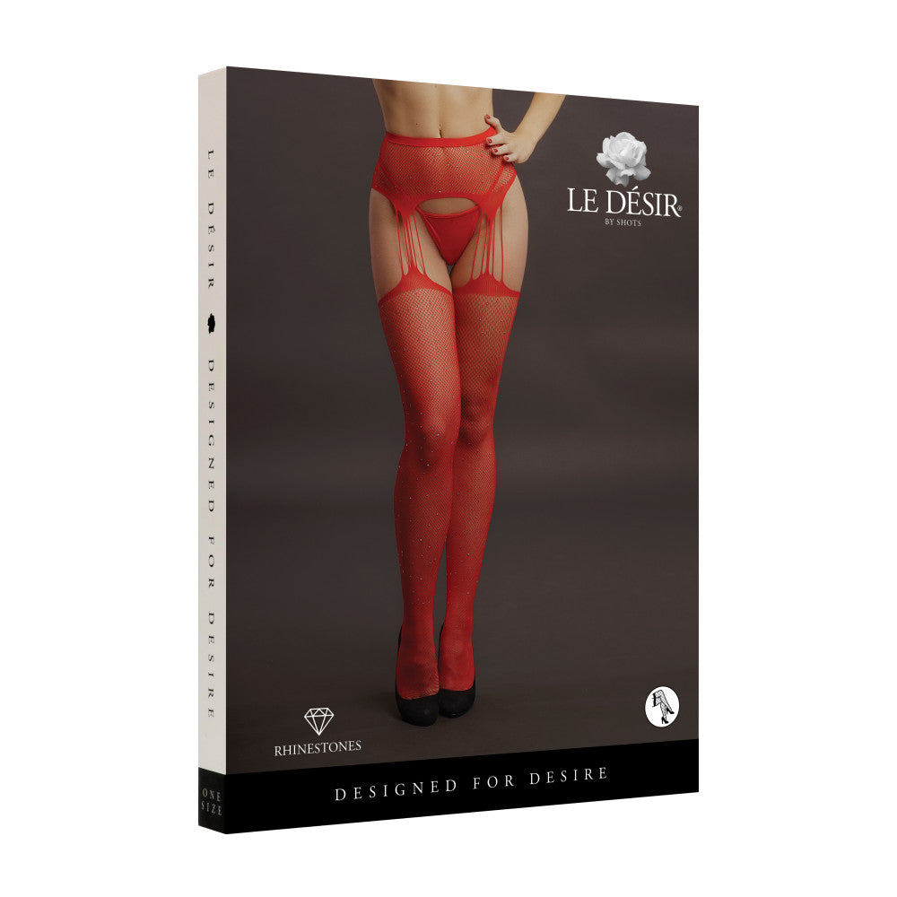 Le Desir Rhinestone Mesh Garter Pantyhose