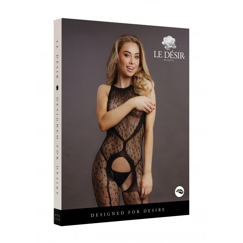Le Desir Leopard Mesh Bodysuit with Cutout Bottom
