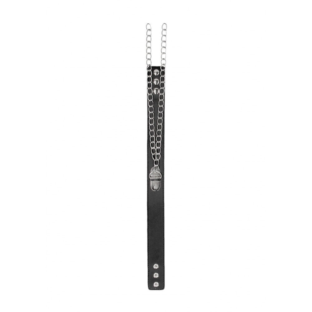 Leather Choker Set with Wrist Restraints Ouch! Black & White
