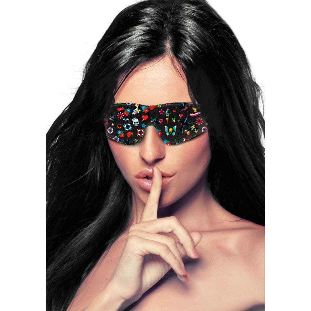 Ouch! Leather Eye Mask Old School Style