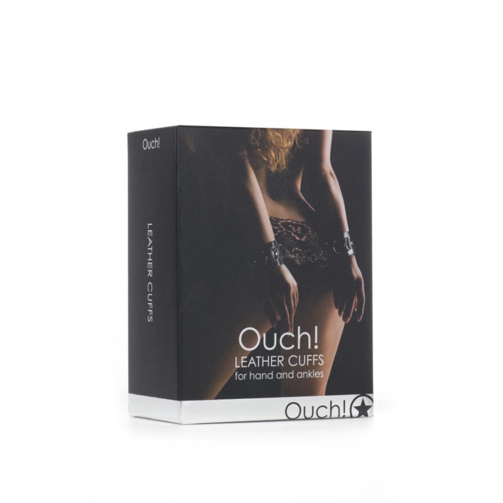 Leather Handcuffs BDSM Ouch Black