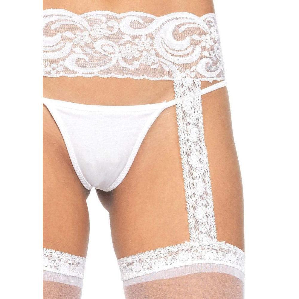 Leg Avenue Thigh High Garterbelt Stockings White