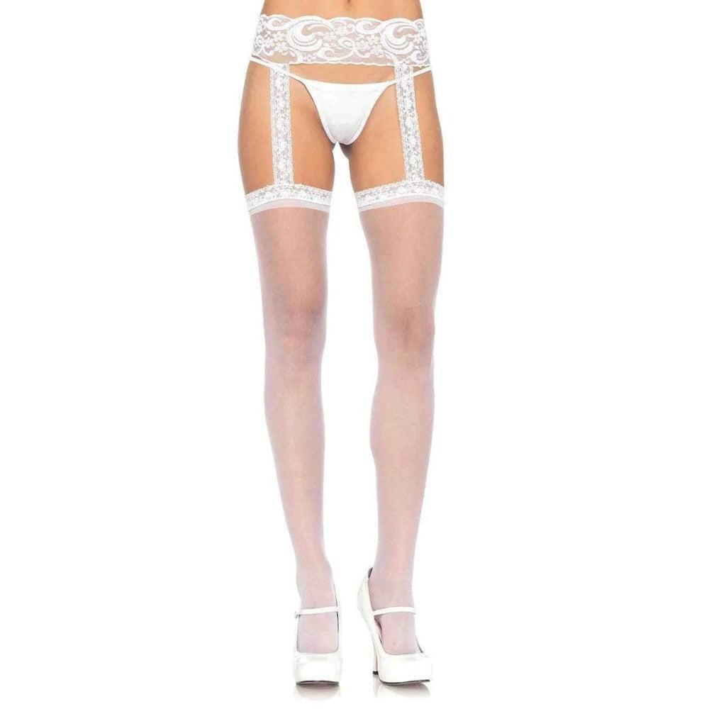 Leg Avenue Thigh High Garterbelt Stockings White