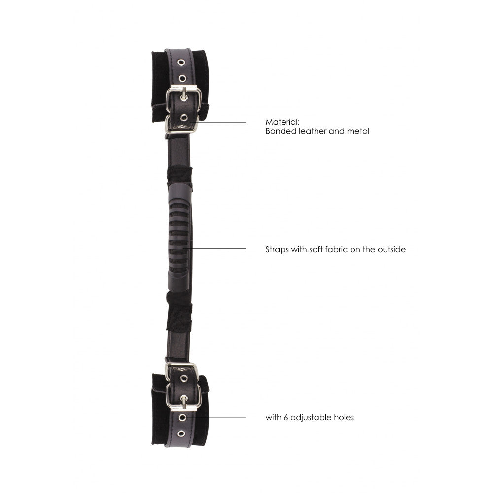 Ouch! Leather Wrist Restraints with Handle Black & White