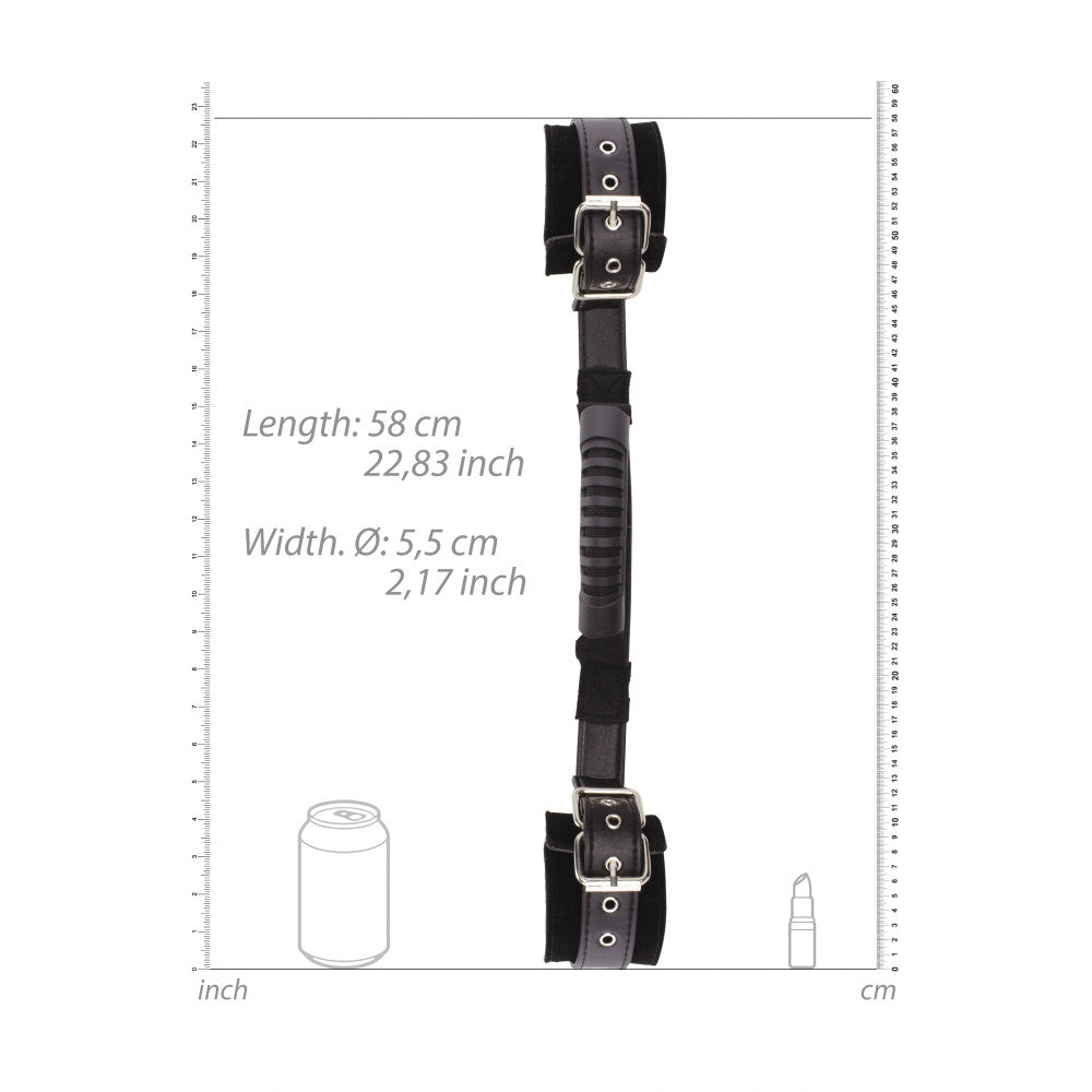 Ouch! Leather Wrist Restraints with Handle Black & White
