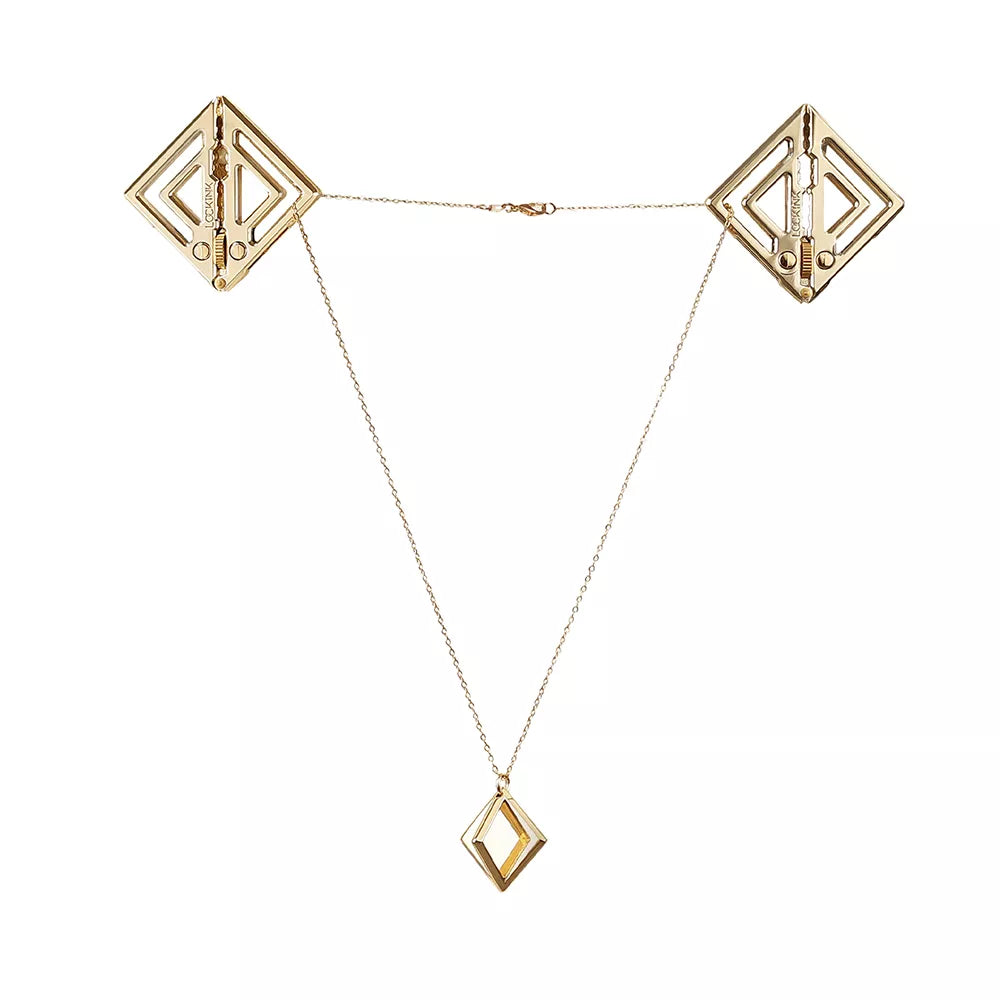 Lockink Luxury Gold Chain Nipple Clamp & Lightweight Pendant Set