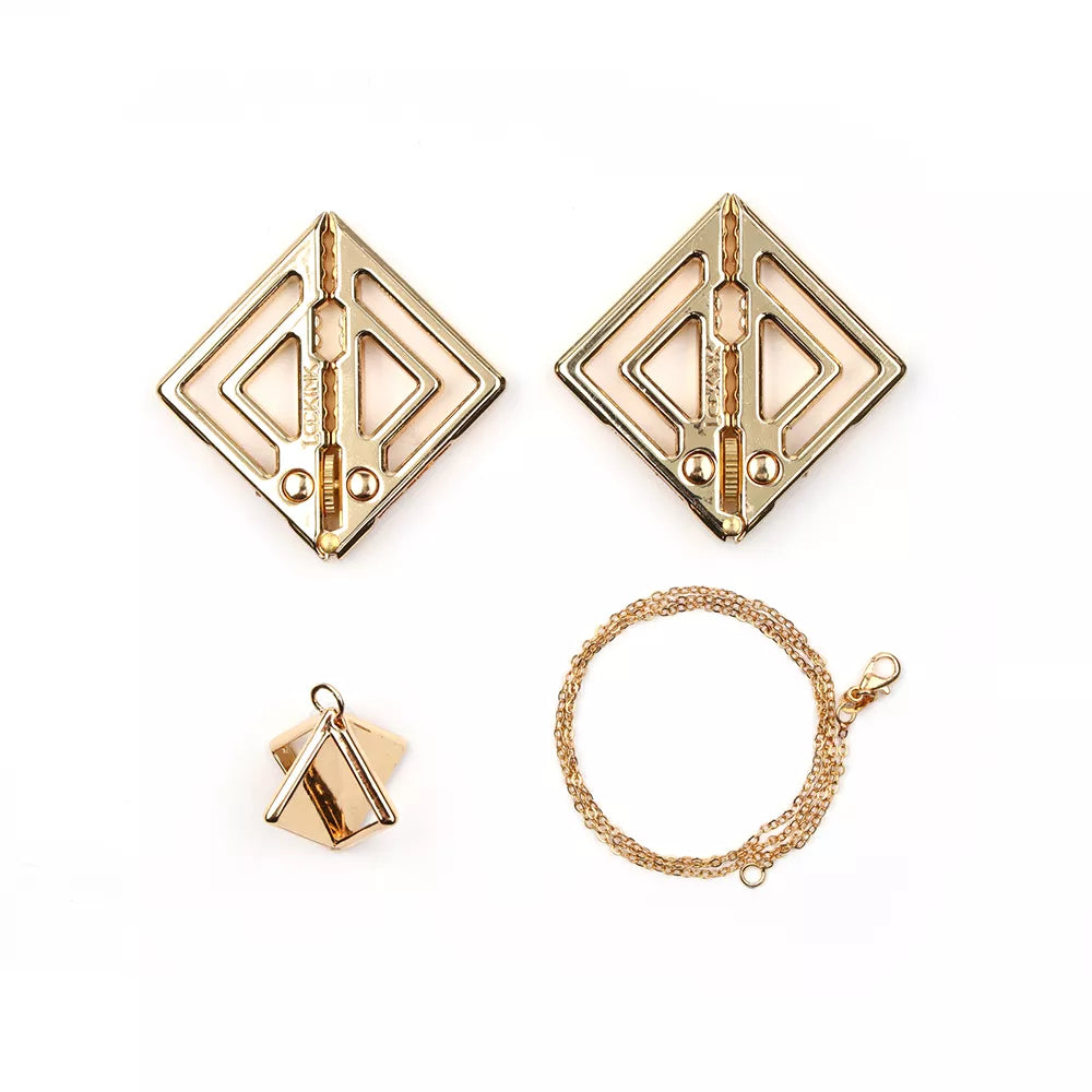 Lockink Luxury Gold Chain Nipple Clamp & Lightweight Pendant Set