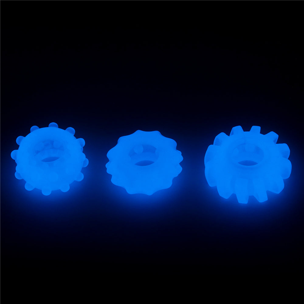 Lumino Glow In The Dark Cock Rings Set of 3 pcs. Blue