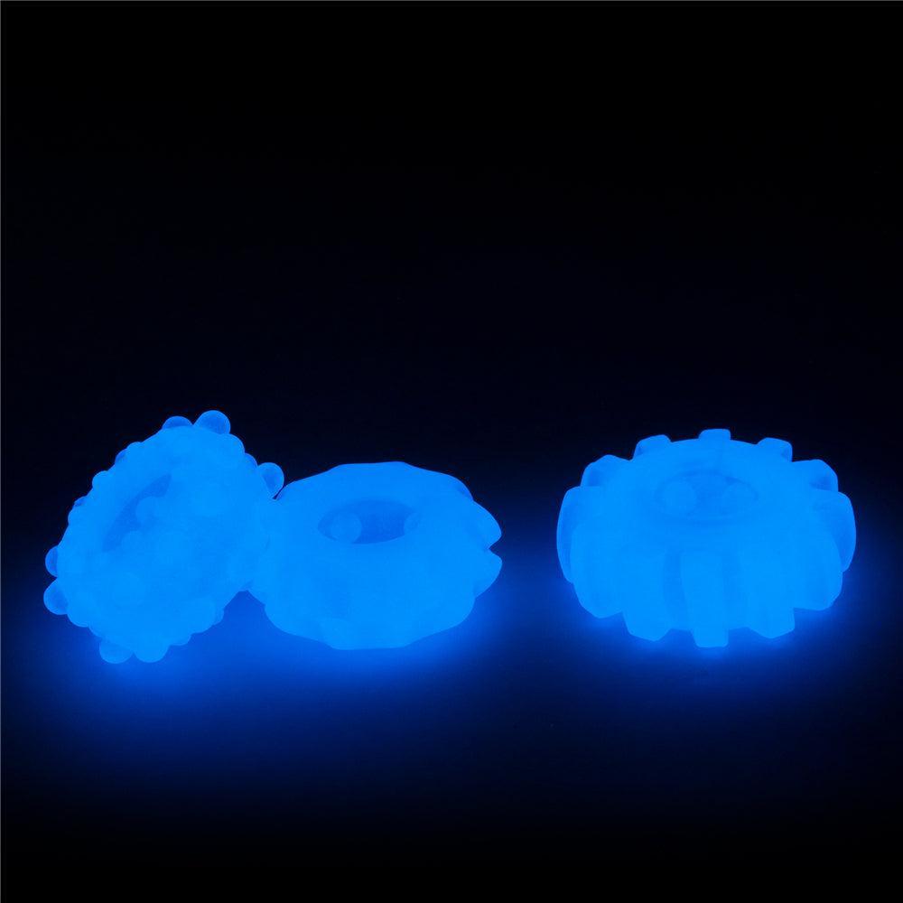 Lumino Glow In The Dark Cock Rings Set 3 Pcs. Blue
