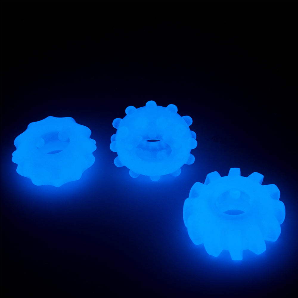 Lumino Glow In The Dark Cock Rings Set of 3 pcs. Blue